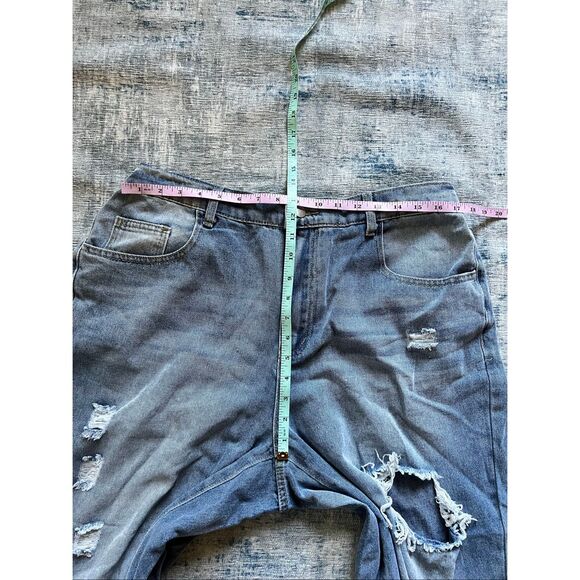 Women's Elastic Waist Super Distressed Light Denim Jeans 1X - Picture 5 of 6